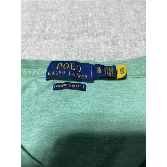 Polo Ralph Lauren T Shirt Mens Extra Large Green Flesh Pony Custom Slim XL - Picture 5 of 8